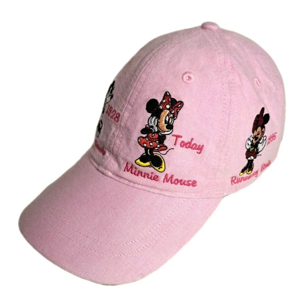 Disney Parks Minnie Mouse Hat History Through The Years Hat Embroidered Pink Cap